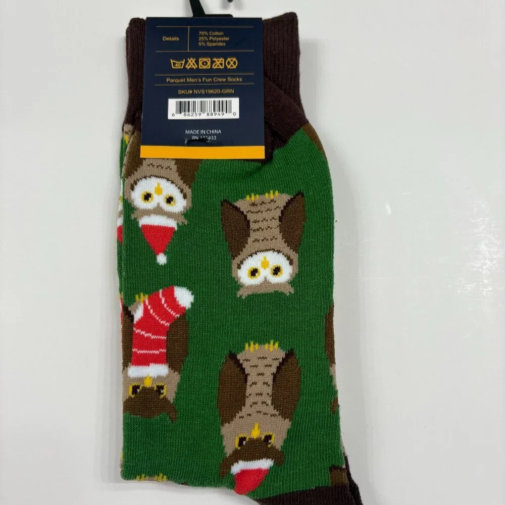 Holiday / Christmas Owl Men's Crew Socks - NWT
